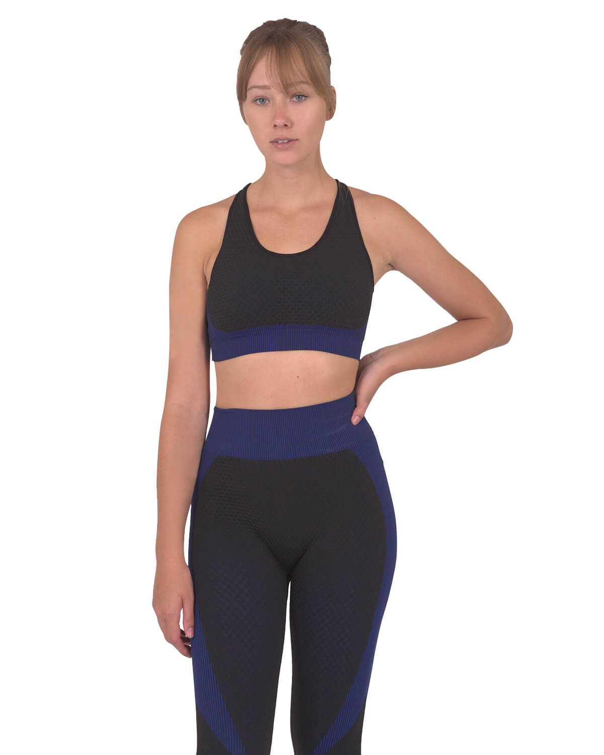 Seamless Sports Bra - Black with Navy | High-Quality Activewear