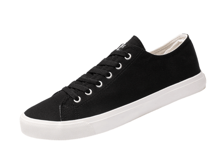 Unisex Retro Black/White Canvas Sneakers - Vintage Comfort