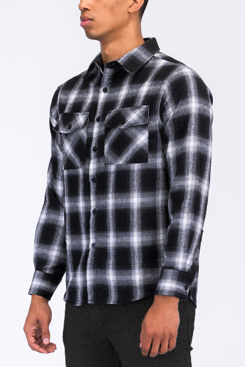 Long Sleeve Checkered Flannel Shirt | Plaid Pattern | Warm & Stylish - TrendCloth