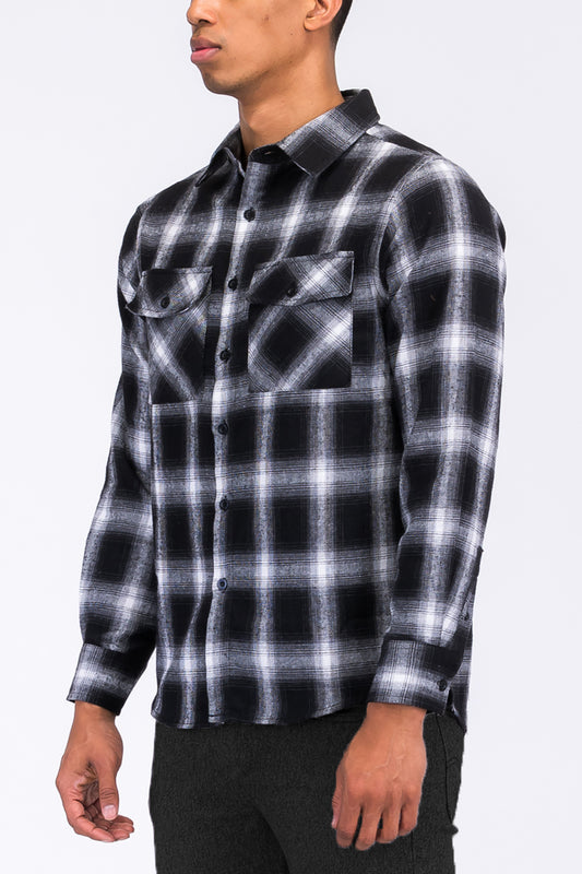 Long Sleeve Checkered Flannel Shirt | Plaid Pattern | Warm & Stylish - TrendCloth