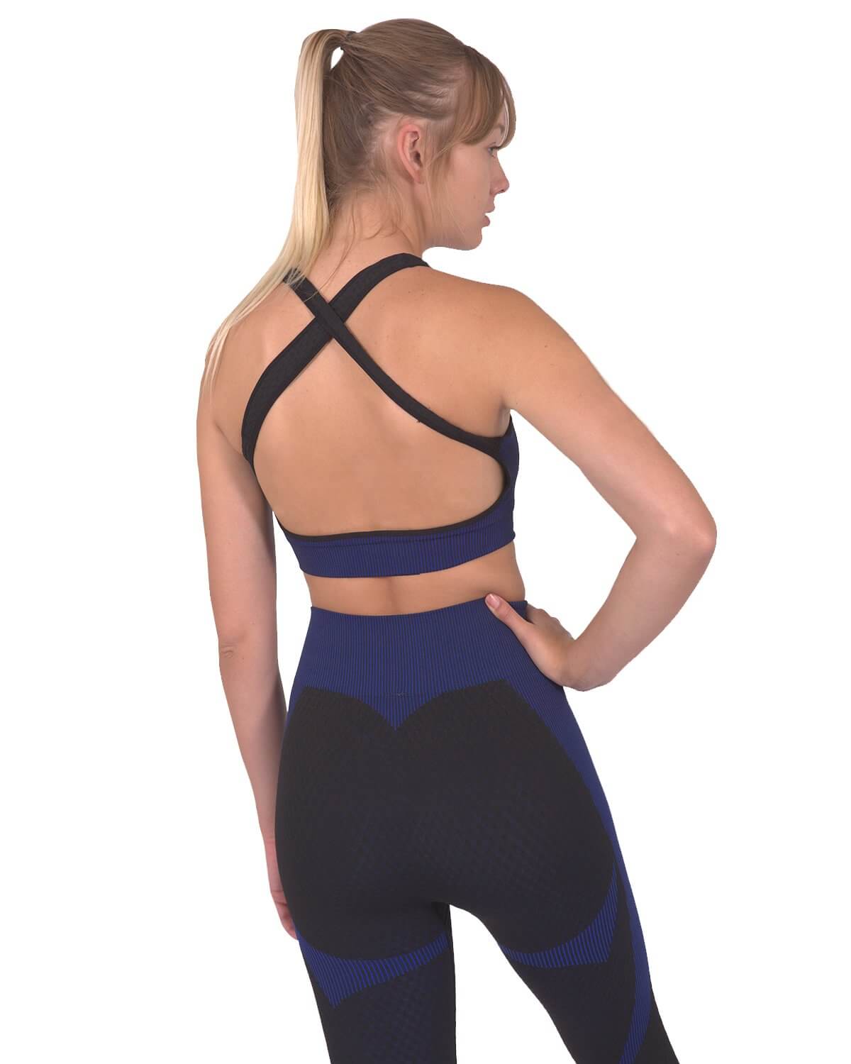Seamless Sports Bra - Black with Navy | High-Quality Activewear