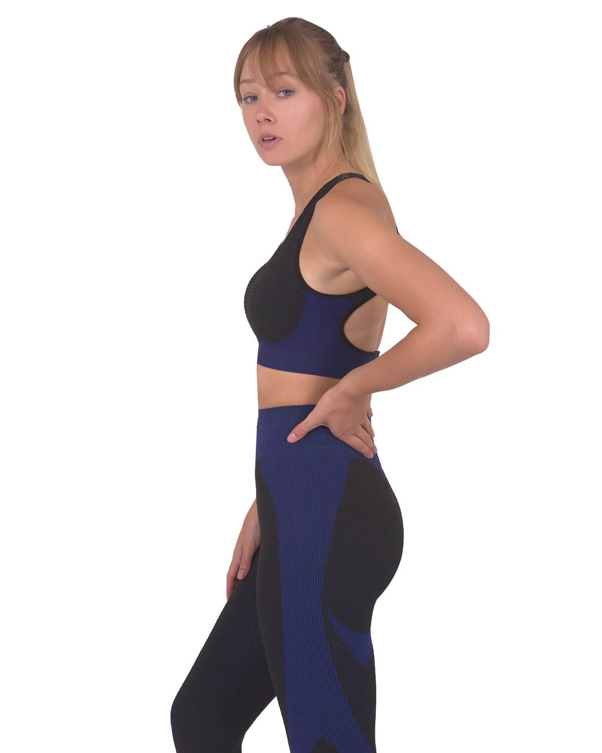 Seamless Sports Bra - Black with Navy | High-Quality Activewear