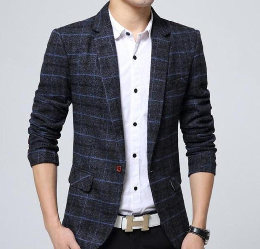 Mens Mix Plaid Blazer - Stylish Outerwear for Men