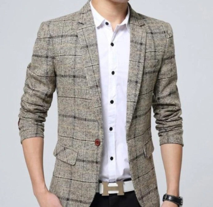 Mens Mix Plaid Blazer - Stylish Outerwear for Men
