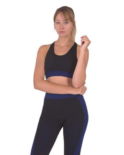 Seamless Sports Bra - Black with Navy | High-Quality Activewear
