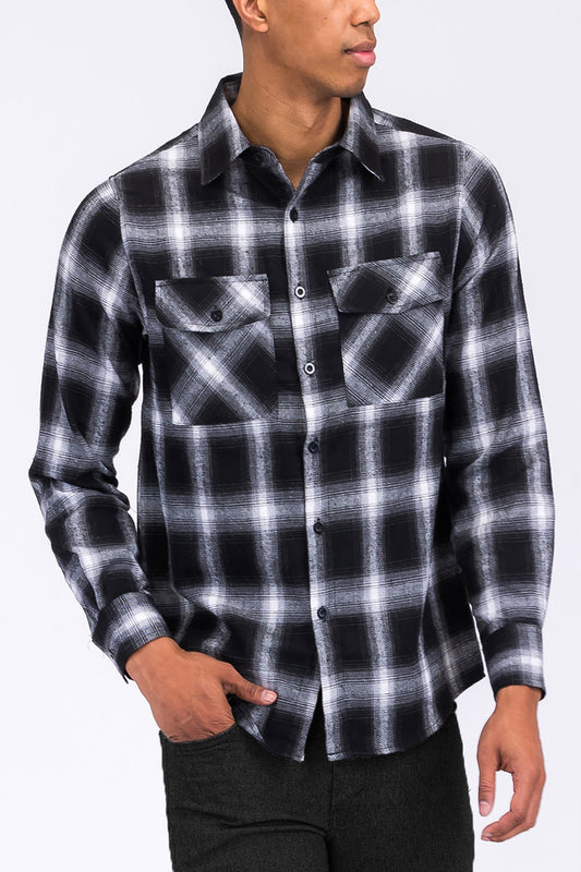 Long Sleeve Checkered Flannel Shirt | Plaid Pattern | Warm & Stylish - TrendCloth