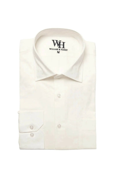 W&H Men's Long Sleeve Button Up Sports Shirts - White Polka Print