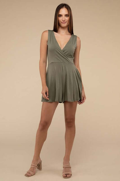 Sleeveless Surplice Neckline Romper | Elegant Evening Wear - Trendify