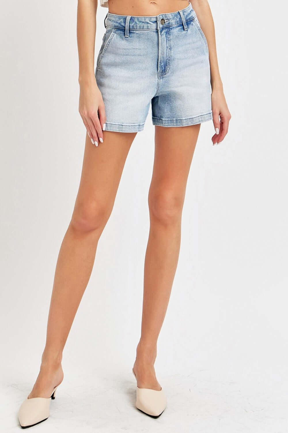 High Rise Denim Shorts - Full Size | Classic & Comfortable - Risen