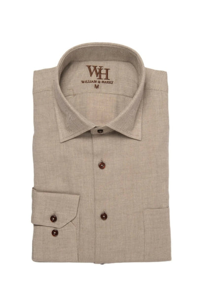 Luxury Men's Long Sleeve Button Up Sports Shirts - Grey Herringbone