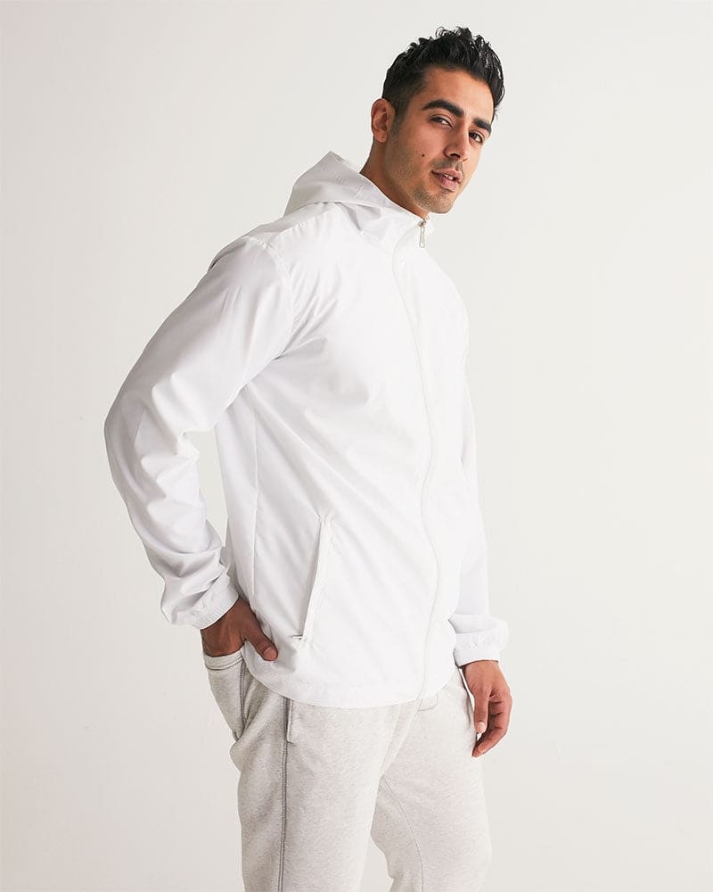 White Mens Windbreaker Jacket with Hood | Lightweight & Stylish - TrendCloth