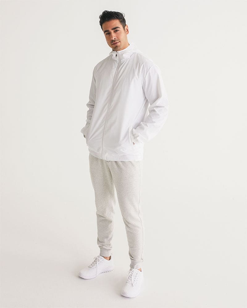 White Mens Windbreaker Jacket with Hood | Lightweight & Stylish - TrendCloth