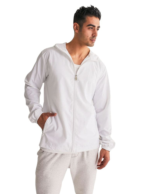 White Mens Windbreaker Jacket with Hood | Lightweight & Stylish - TrendCloth